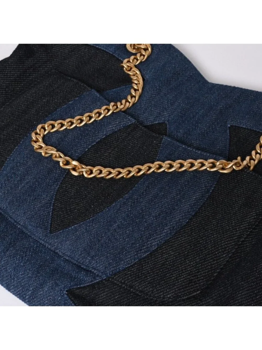 Chanel Chain Tote Bag Base CC Logo Denim Indigo Blue